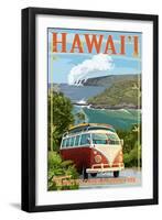 VW Van - Hawaii Volcanoes National Park-Lantern Press-Framed Art Print