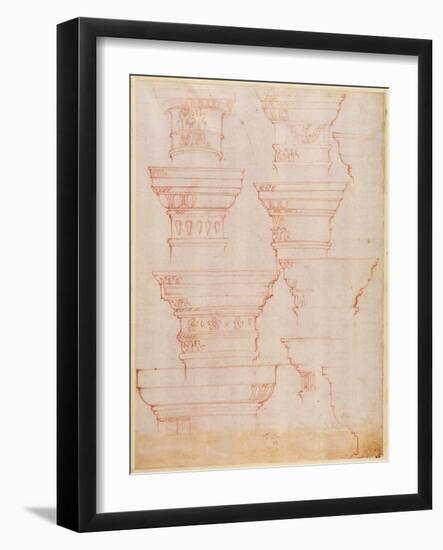 W.18V Study of Column Capitals-Michelangelo Buonarroti-Framed Giclee Print