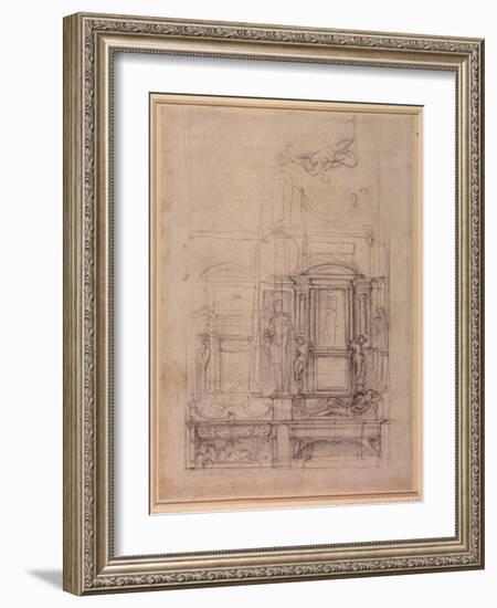 W.26R Design for the Medici Chapel in the Church of San Lorenzo, Florence (Charcoal)-Michelangelo Buonarroti-Framed Giclee Print