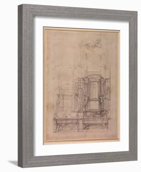 W.26R Design for the Medici Chapel in the Church of San Lorenzo, Florence (Charcoal)-Michelangelo Buonarroti-Framed Giclee Print