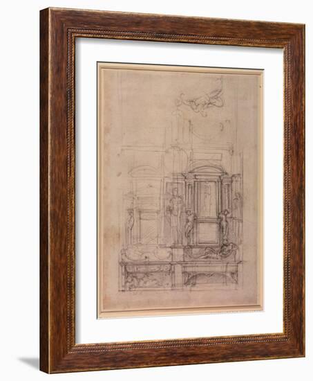 W.26R Design for the Medici Chapel in the Church of San Lorenzo, Florence (Charcoal)-Michelangelo Buonarroti-Framed Giclee Print