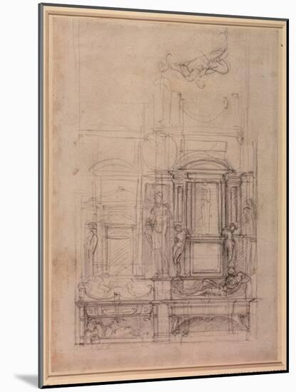 W.26R Design for the Medici Chapel in the Church of San Lorenzo, Florence (Charcoal)-Michelangelo Buonarroti-Mounted Giclee Print