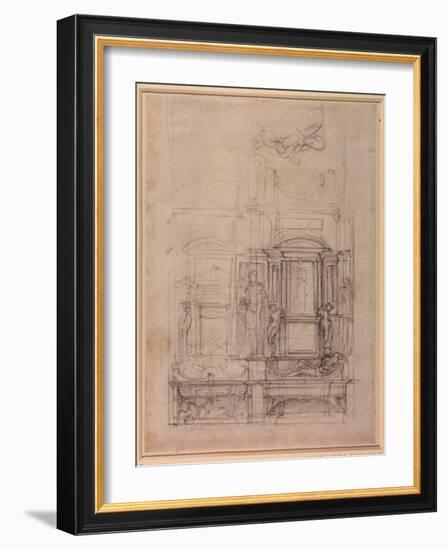 W.26R Design for the Medici Chapel in the Church of San Lorenzo, Florence (Charcoal)-Michelangelo Buonarroti-Framed Giclee Print