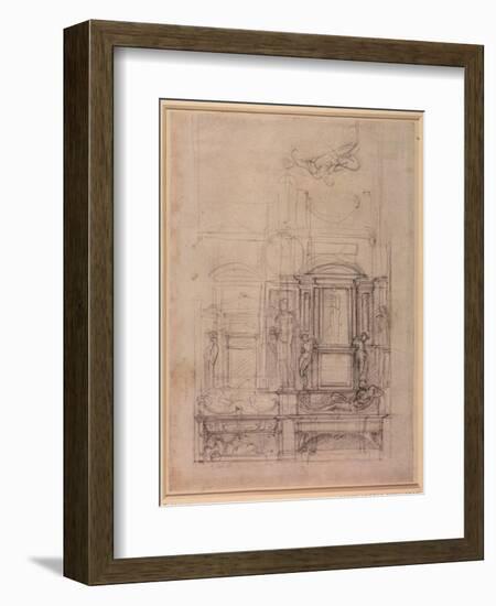 W.26R Design for the Medici Chapel in the Church of San Lorenzo, Florence (Charcoal)-Michelangelo Buonarroti-Framed Giclee Print