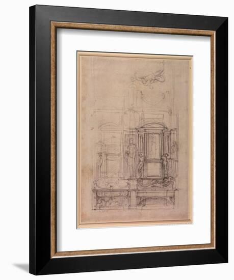 W.26R Design for the Medici Chapel in the Church of San Lorenzo, Florence (Charcoal)-Michelangelo Buonarroti-Framed Giclee Print