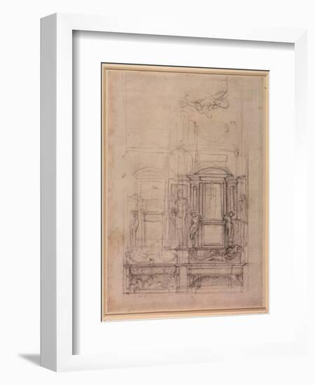 W.26R Design for the Medici Chapel in the Church of San Lorenzo, Florence (Charcoal)-Michelangelo Buonarroti-Framed Giclee Print