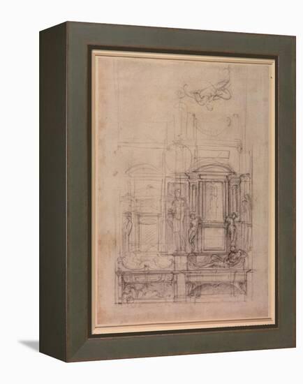 W.26R Design for the Medici Chapel in the Church of San Lorenzo, Florence (Charcoal)-Michelangelo Buonarroti-Framed Premier Image Canvas