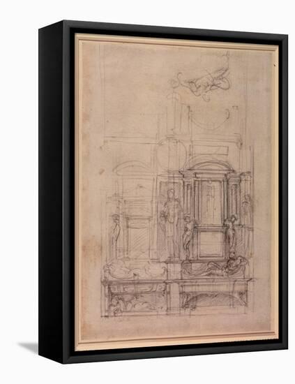 W.26R Design for the Medici Chapel in the Church of San Lorenzo, Florence (Charcoal)-Michelangelo Buonarroti-Framed Premier Image Canvas