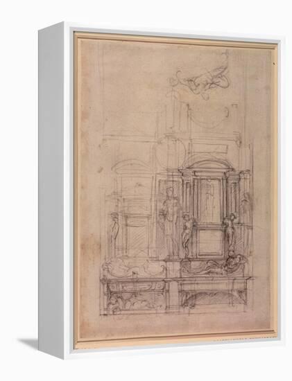 W.26R Design for the Medici Chapel in the Church of San Lorenzo, Florence (Charcoal)-Michelangelo Buonarroti-Framed Premier Image Canvas