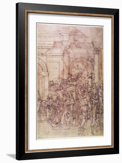 W.29 Sketch of a Crowd for a Classical Scene-Michelangelo Buonarroti-Framed Giclee Print