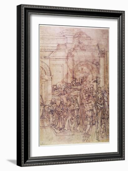 W.29 Sketch of a Crowd for a Classical Scene-Michelangelo Buonarroti-Framed Giclee Print