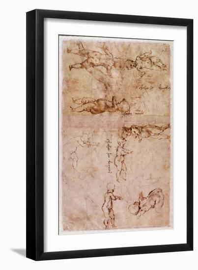 W.4V Page of Sketches of Babies or Cherubs-Michelangelo Buonarroti-Framed Giclee Print