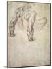 W.63R Study of a Male Nude, Leaning Back on His Hands-Michelangelo Buonarroti-Mounted Giclee Print