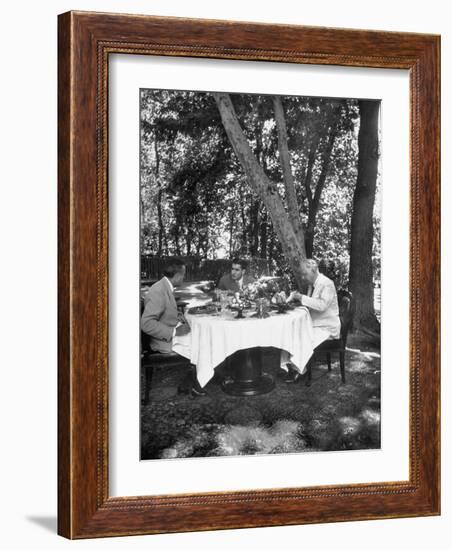 W. Averell Harriman and Henry Grady Having Lunch with Shah Reza Pahlevi-Dmitri Kessel-Framed Photographic Print