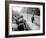 W. Berlin Citizens Crowding Against Nascent Berlin Wall in Russian Controlled Sector of the City-Paul Schutzer-Framed Photographic Print