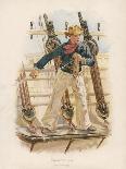 Sailor of the British Navy Heaves the Lead to Measure the Depth of Water-W.c. Symons-Framed Art Print