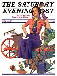 "Geranium Gardener," Saturday Evening Post Cover, May 1, 1937-W.D. Stevens-Framed Giclee Print