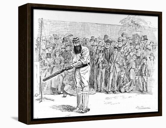 W.G. Grace Batting in the Nets at Lord's, 1895-null-Framed Premier Image Canvas