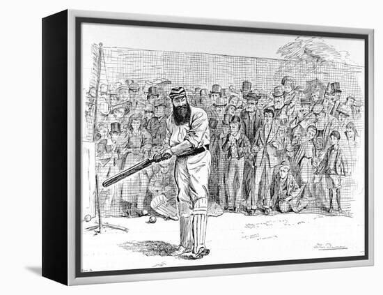 W.G. Grace Batting in the Nets at Lord's, 1895-null-Framed Premier Image Canvas