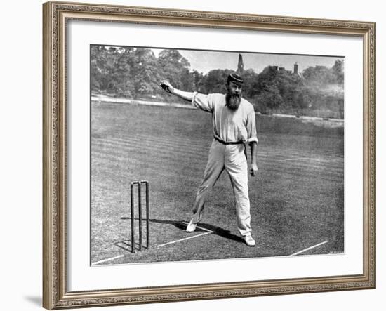 W.G. Grace Bowling at the Crystal Palace Cricket Ground--Framed Photographic Print