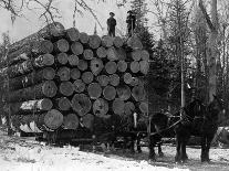Horses Hauling Huge Load of Logs-W.G. Hopps-Premier Image Canvas