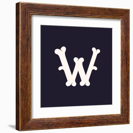 W Letter Logo Made out of Bones. Vector Font for Horror Labels, Posters Etc.-kaer_stock-Framed Art Print