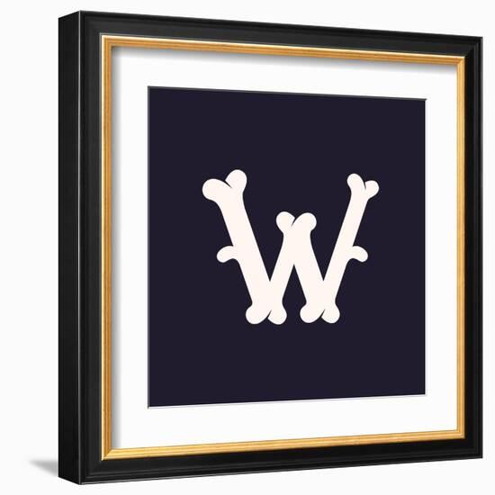 W Letter Logo Made out of Bones. Vector Font for Horror Labels, Posters Etc.-kaer_stock-Framed Art Print