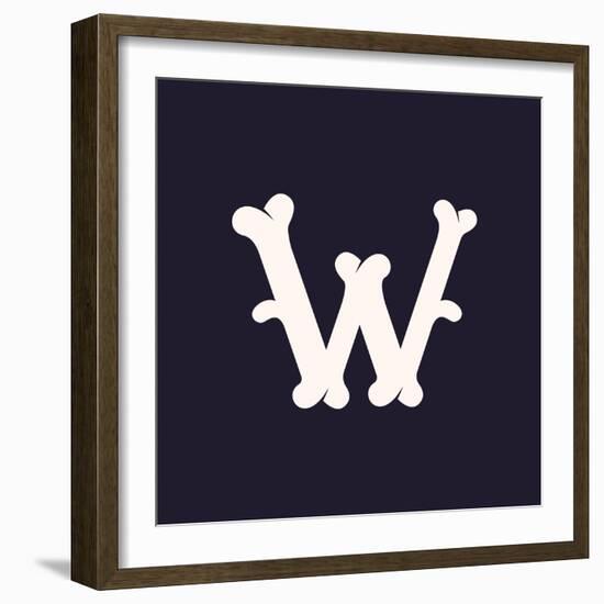 W Letter Logo Made out of Bones. Vector Font for Horror Labels, Posters Etc.-kaer_stock-Framed Art Print