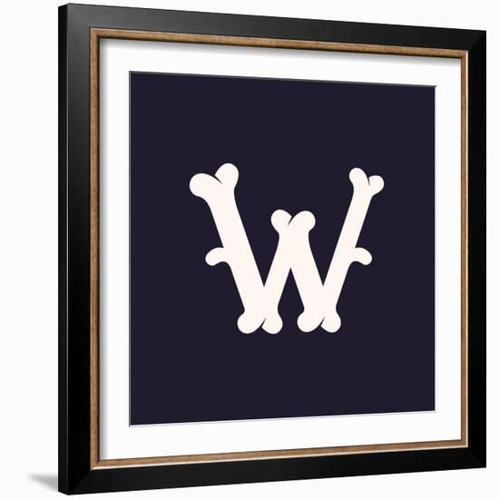 W Letter Logo Made out of Bones. Vector Font for Horror Labels, Posters Etc.-kaer_stock-Framed Art Print