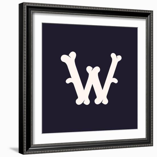 W Letter Logo Made out of Bones. Vector Font for Horror Labels, Posters Etc.-kaer_stock-Framed Art Print