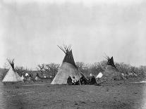 A Native American Family Sits Outside their Teepee-W.S. Soule-Mounted Photographic Print