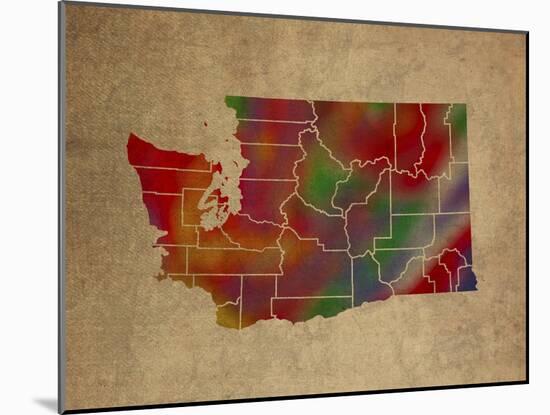 WA Colorful Counties-Red Atlas Designs-Mounted Giclee Print