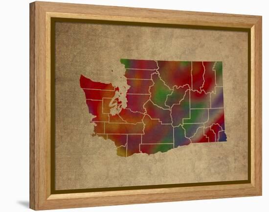 WA Colorful Counties-Red Atlas Designs-Framed Premier Image Canvas