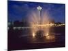 Wa, Seattle, International Fountain with Holiday Lights and the Space Needle-Jamie And Judy Wild-Mounted Photographic Print