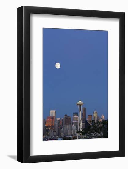 Wa, Seattle, Skyline View from Kerry Park, with Full Moon-Jamie And Judy Wild-Framed Photographic Print