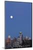 Wa, Seattle, Skyline View from Kerry Park, with Full Moon-Jamie And Judy Wild-Mounted Photographic Print