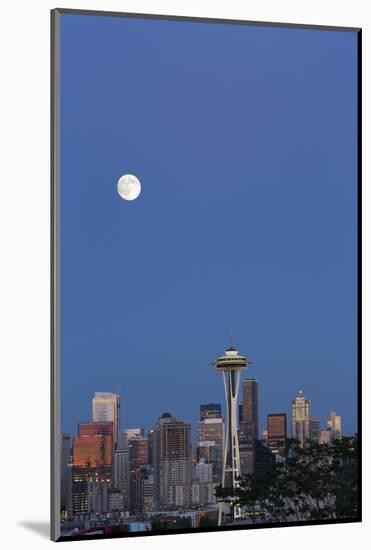 Wa, Seattle, Skyline View from Kerry Park, with Full Moon-Jamie And Judy Wild-Mounted Photographic Print