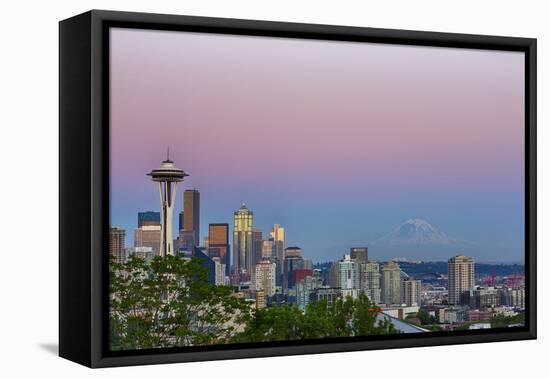 Wa, Seattle, Skyline View from Kerry Park, with Mount Rainier-Jamie And Judy Wild-Framed Premier Image Canvas