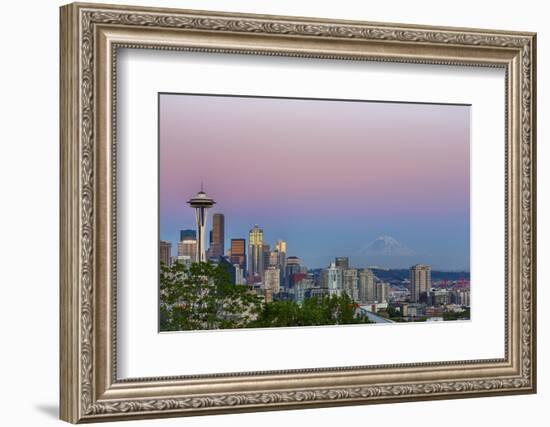 Wa, Seattle, Skyline View from Kerry Park, with Mount Rainier-Jamie And Judy Wild-Framed Photographic Print
