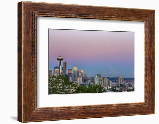 Wa, Seattle, Skyline View from Kerry Park, with Mount Rainier-Jamie And Judy Wild-Framed Photographic Print