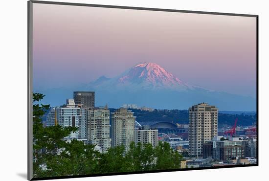 Wa, Seattle, Skyline View with Mount Rainier-Jamie And Judy Wild-Mounted Photographic Print