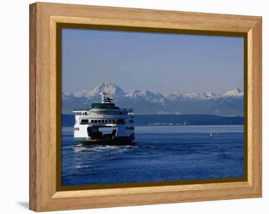 Wa State Ferry Nearing Colman, Seattle, Washington, USA-Lawrence Worcester-Framed Premier Image Canvas