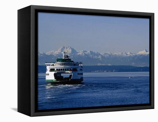 Wa State Ferry Nearing Colman, Seattle, Washington, USA-Lawrence Worcester-Framed Premier Image Canvas