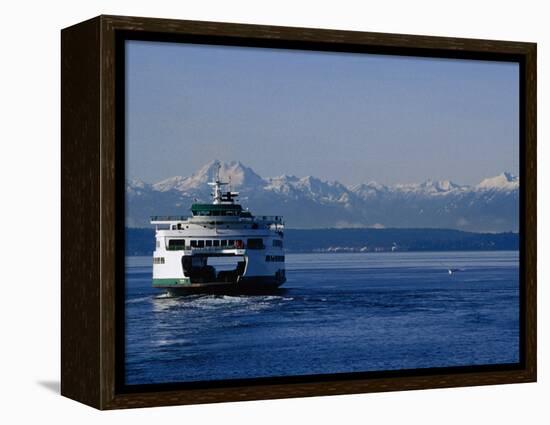 Wa State Ferry Nearing Colman, Seattle, Washington, USA-Lawrence Worcester-Framed Premier Image Canvas