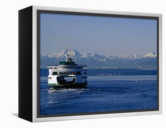 Wa State Ferry Nearing Colman, Seattle, Washington, USA-Lawrence Worcester-Framed Premier Image Canvas