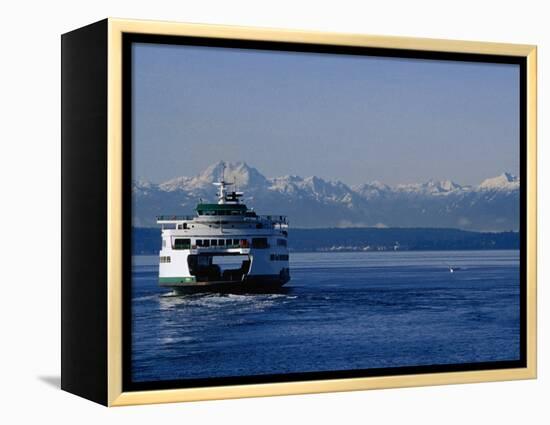 Wa State Ferry Nearing Colman, Seattle, Washington, USA-Lawrence Worcester-Framed Premier Image Canvas