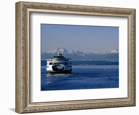 Wa State Ferry Nearing Colman, Seattle, Washington, USA-Lawrence Worcester-Framed Photographic Print