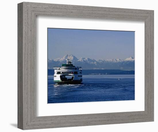 Wa State Ferry Nearing Colman, Seattle, Washington, USA-Lawrence Worcester-Framed Photographic Print