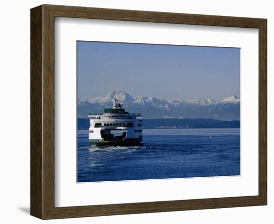 Wa State Ferry Nearing Colman, Seattle, Washington, USA-Lawrence Worcester-Framed Photographic Print