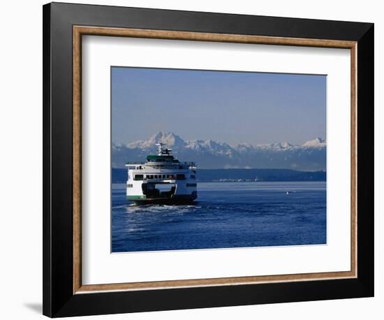 Wa State Ferry Nearing Colman, Seattle, Washington, USA-Lawrence Worcester-Framed Photographic Print